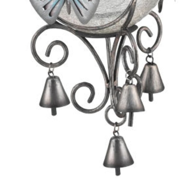 Solar Blue Lantern with Bells & Butterfly NEW - Picture 3 of 3